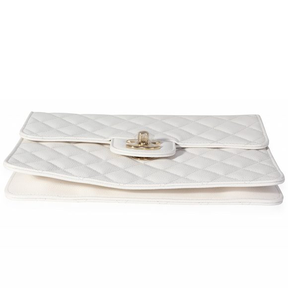 Chanel White Quilted Caviar Classic Flap Case - Picture 7 of 7